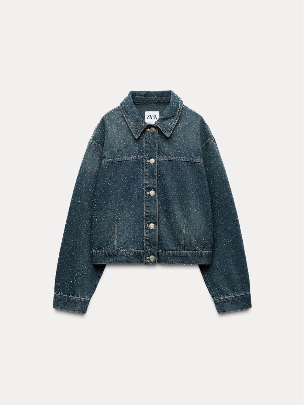 ZARA RHINESTONE JEWEL DENIM JACKET
BLUE SIZE XS